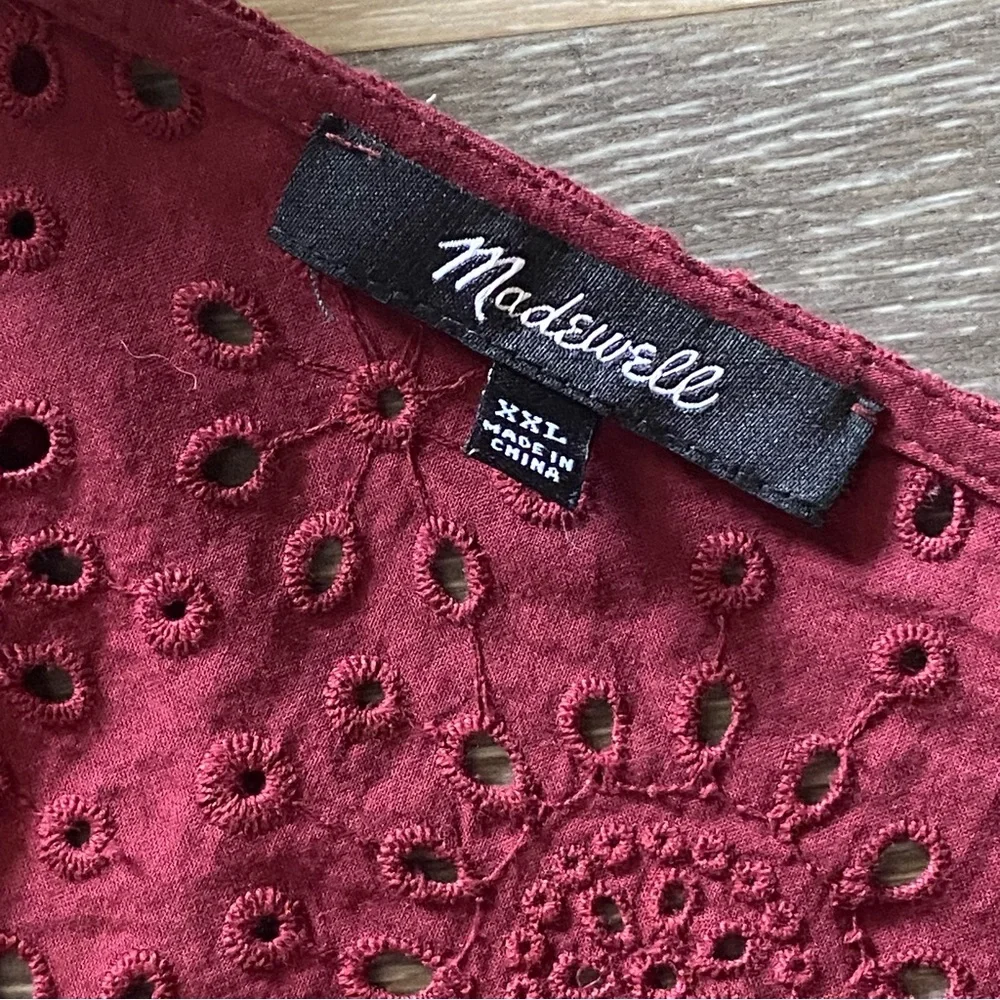 Like New Madewell Burgundy Broderie Anglaise Cotton Top